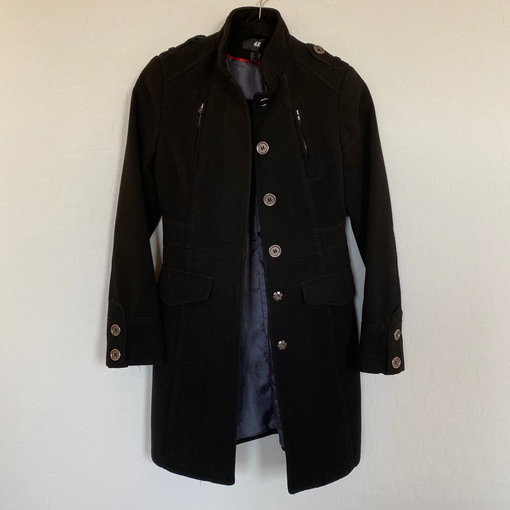 H&M Long Black Pea Coat